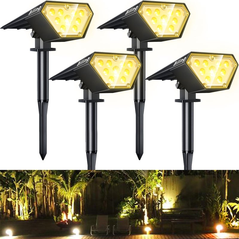 Biling Solar Spot Lights Outdoor, Bright 700 Lumen Solar Outdoor Lights IP67 Waterproof Adjustable Landscape Spotlights for House Tree Patio Pathway Yard Garden Driveway - Warm White(4 Pack) - Image 1